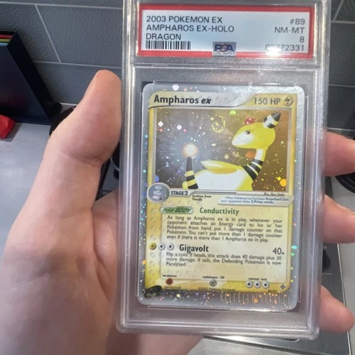 Pokemon TCG 2003 EX Dragon Ampharos EX Holo Card 89/97 PSA 8 Swirl