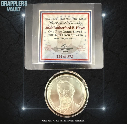 2020 Silver Shield RUTHERFORD B HAYES - 1 oz Silver BU & CAPSULE & COA!