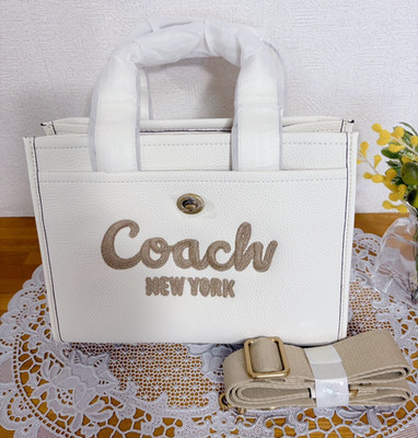 COACH Cargo Shoulder Bag Tote Bag  Leather White Outlet New Japan