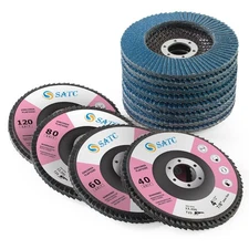 S SATC Pink Flap Disc 4 1/2 for Angle Grinder 40/60/ 80/120 Girt Total 12PCS San