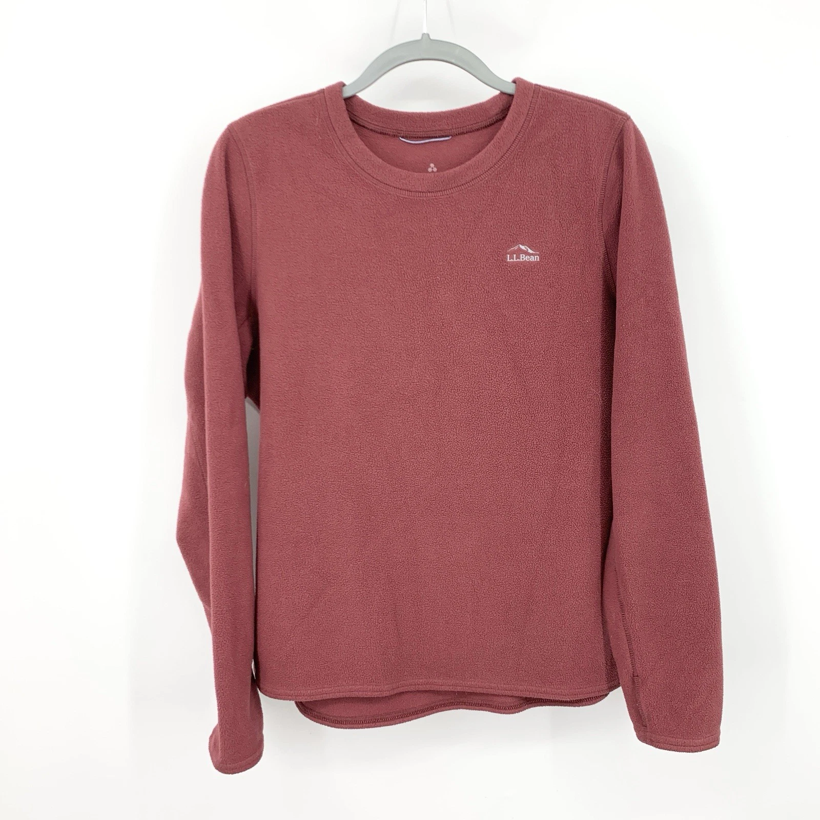 LL Bean Women Size Large Sweater Mauve Pink Fleece Crew Pullover Top Base Layer