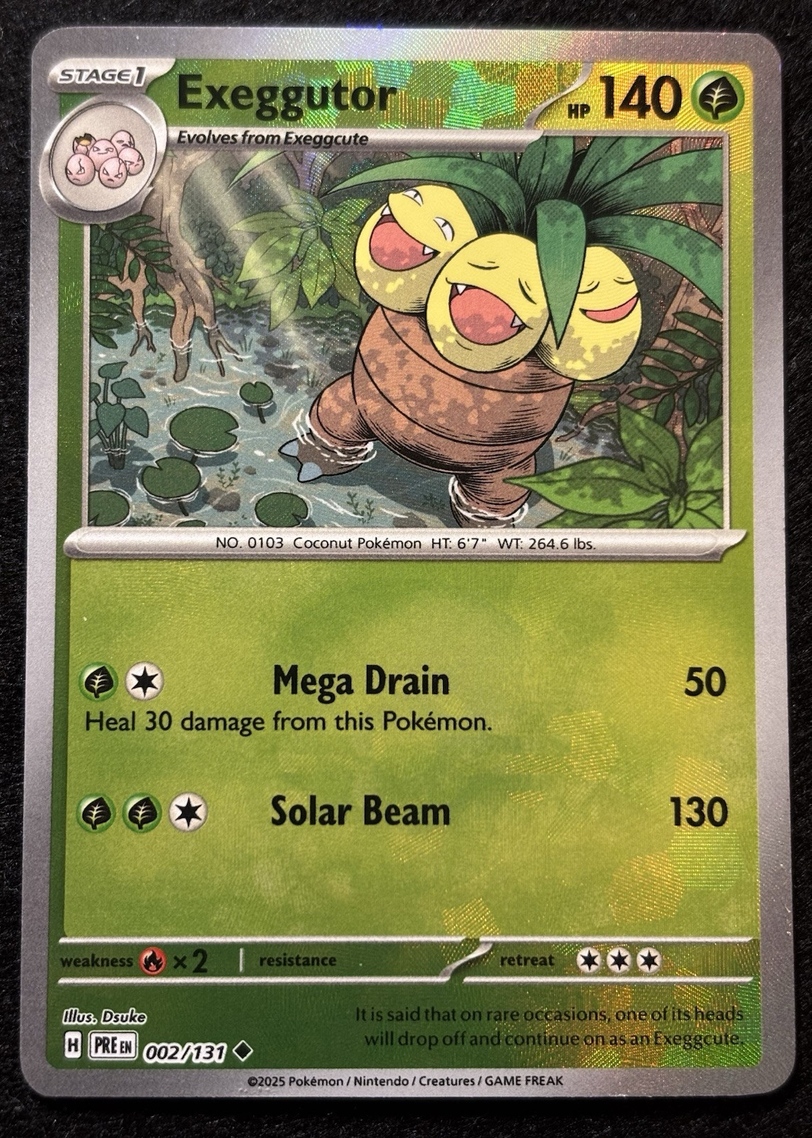 Pokemon TCG Exeggutor 002/131 Pokeball Reverse Holo Prismatic Evolutions NM