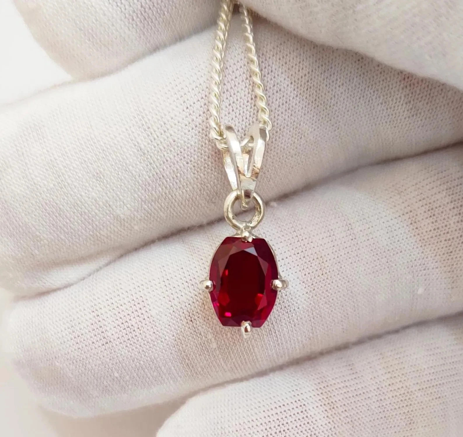 24 Ct Natural Red Ruby Pendant Sterling Silver Fancy Cut Gemstone Jewelry