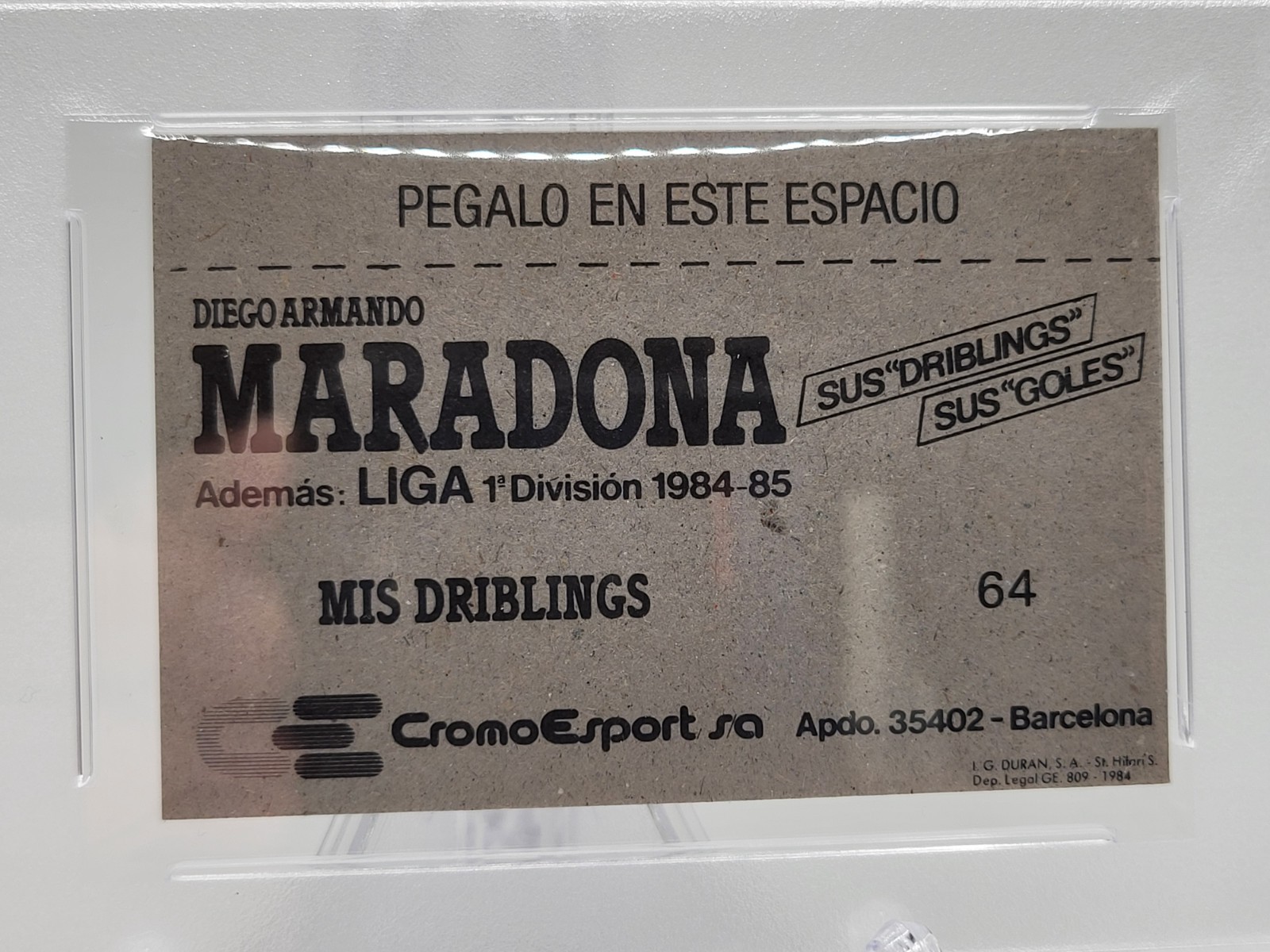 1984 Cromo Esport Soccer Maradona Sus "Driblings" Sus "Goles" #64 PSA 7 NM view 4