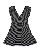 wild fable Black and White Striped V-Neck Mini Dress