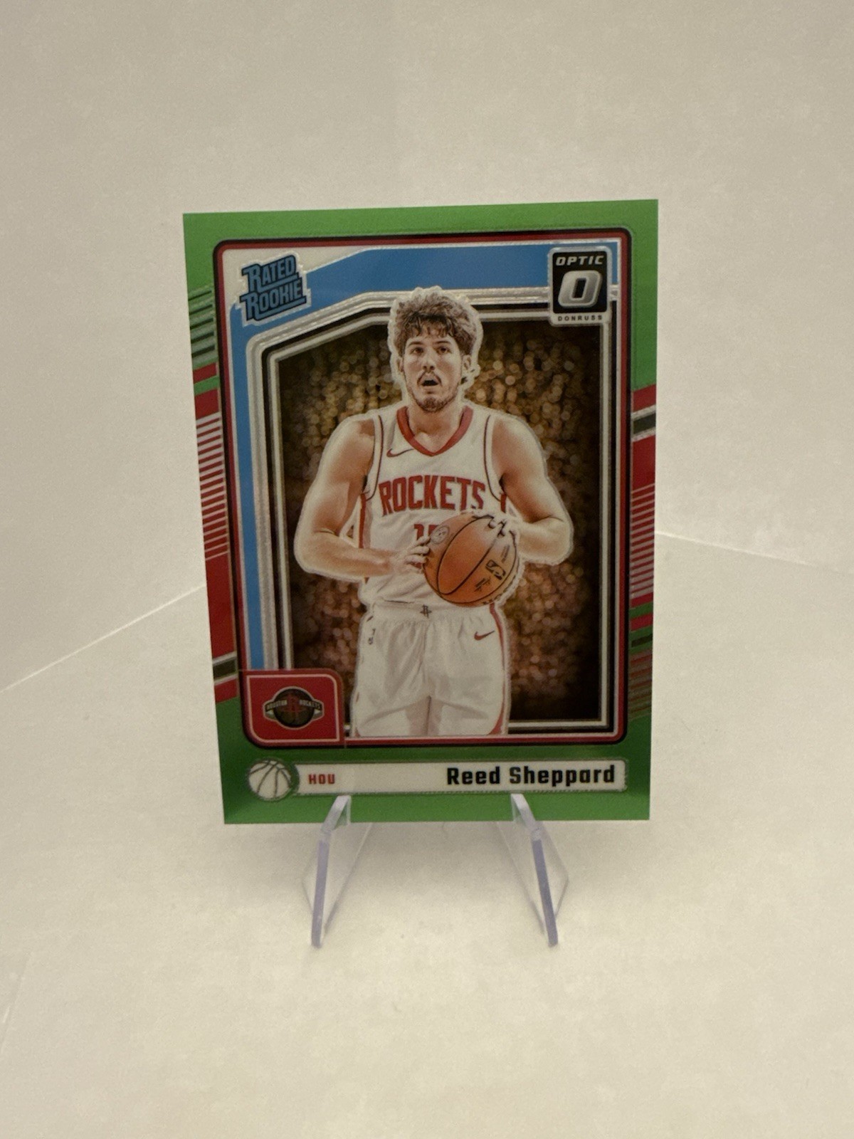 Reed Sheppard 2024 Donruss Optic #255 Lime Green Prizm /149 Rookie RC Rockets