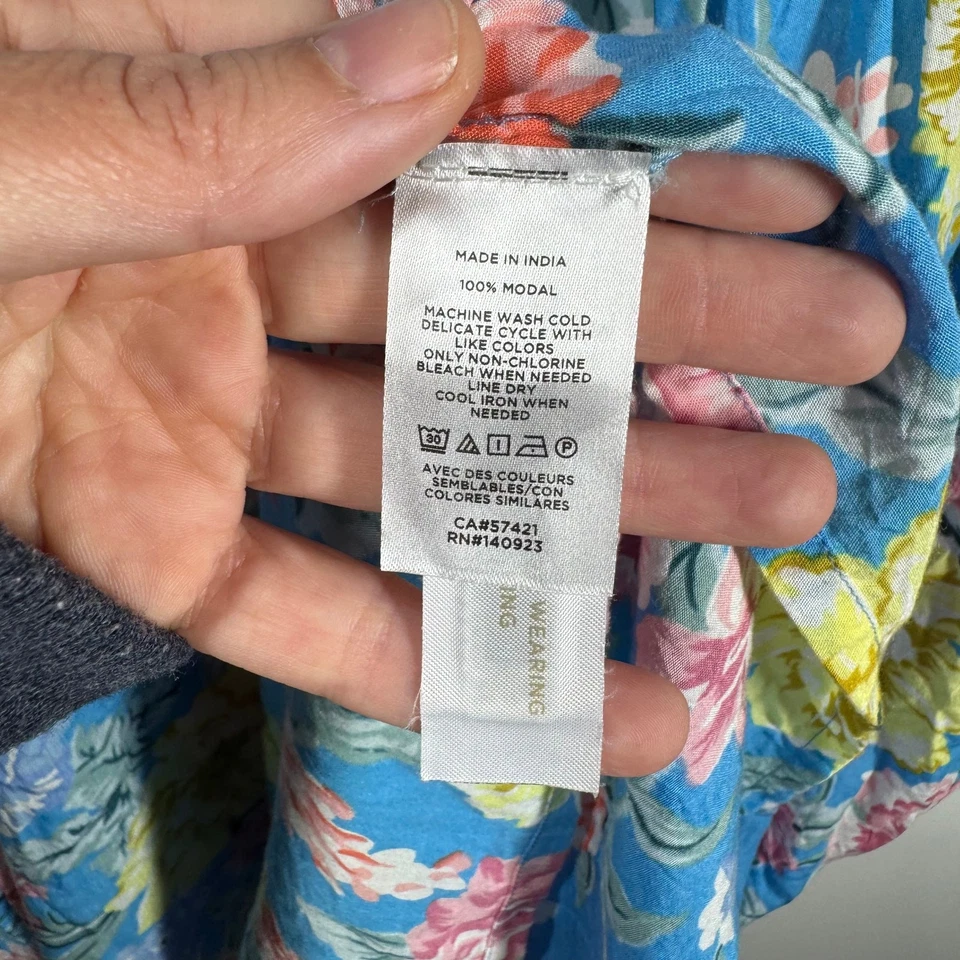 Kimono Ann Taylor Loft Mujer M/L Azul Floral Cubrimiento Costero Boho Festival Foto 4 de 4