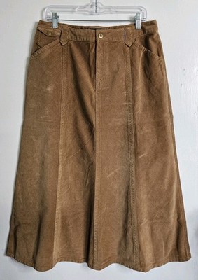Eddie Bauer Womens A-Line Corduroy Skirt 100% Cotton Tan Brown 12 NWT Equestrian
