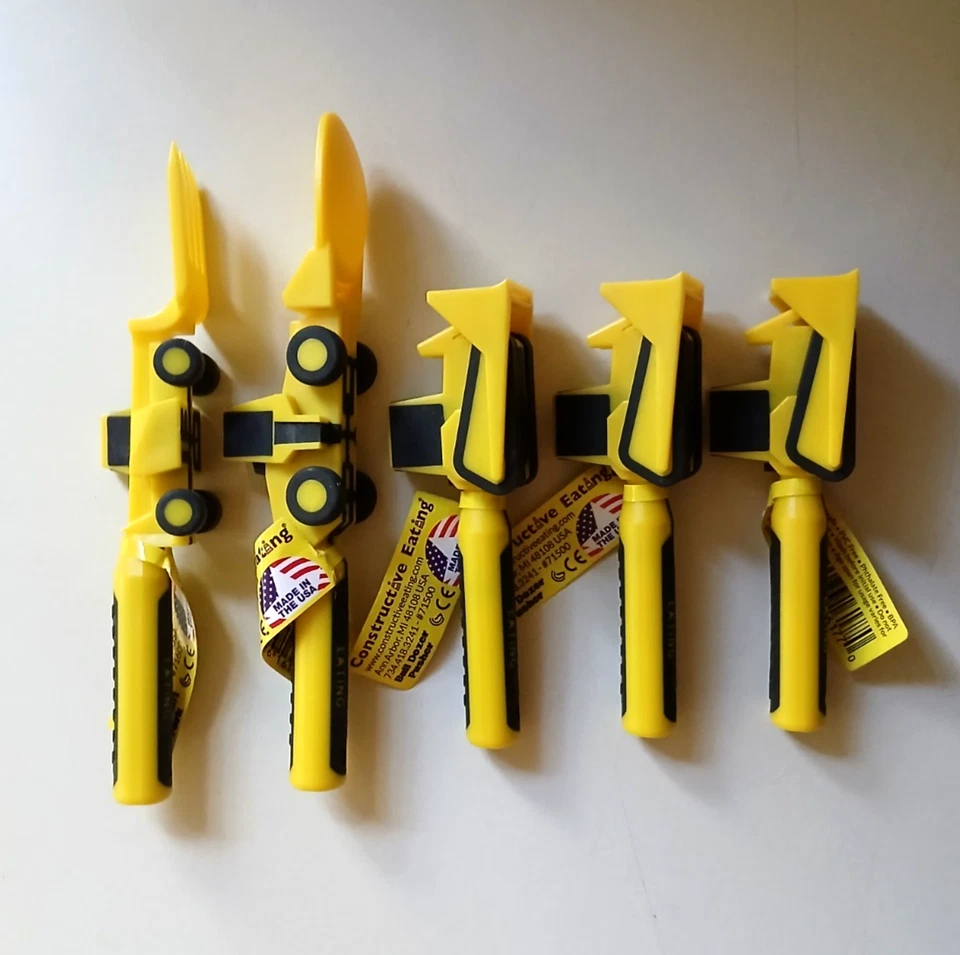 Lote de 5 utensilios de construcción constructivos para comer bulldozer para niños pequeños/niños Foto 2 de 4