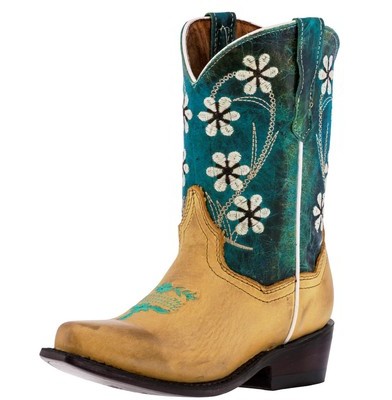 Girls Kids Rodeo Boots Teal Flowers Western Wear Vaquera Rancho Toddler  Size 11