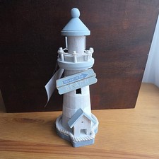 Deko-Leuchtturm aus Holz ~ Höhe ca. 23 cm ~ Shabby-/Vintage-Stil