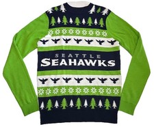 Seattle Seahawks NFL Ugly Christmas Sweater Mens Large Team Apparel Acrylic