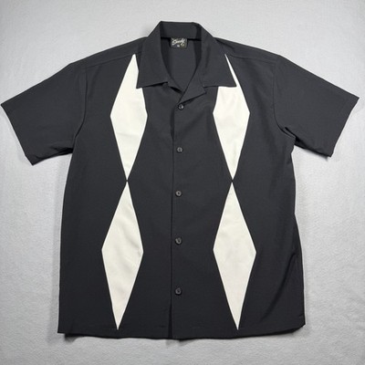 Steady Clothing Diamond Duo Rockabilly Bowling Button Down Shirt Green Size XS