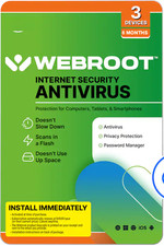 Webroot - Internet Security with Antivirus Protection 3 Devices 6-Month Subs