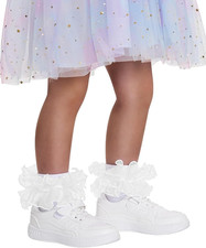 3 Pairs Girls Ruffle Socks Toddler Double Lace Frilly Pageant Dress Sock Turn Cu
