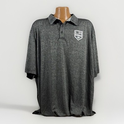 LA Kings Golf Polo Mens 5XL Fanatics Authentic Pro Black Glitch Pattern Shirt