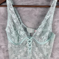 Victoria's Secret Mint Green Lace Corset Teddy Bodysuit medium