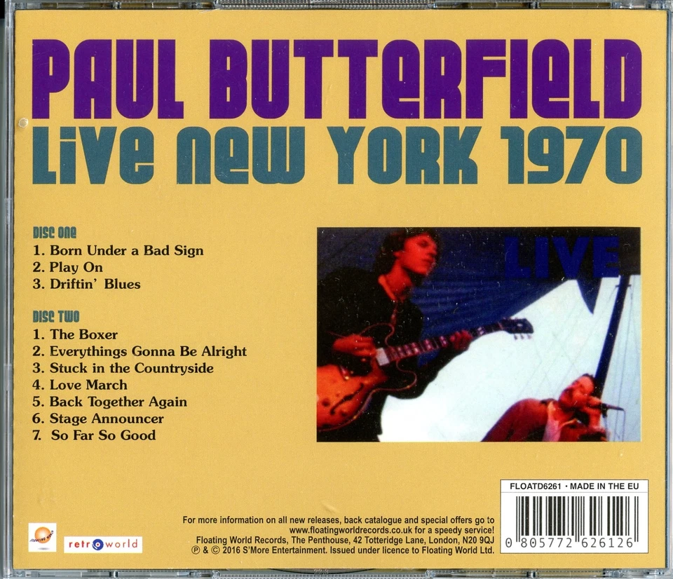 Paul Butterfield . Live New York 1970 | 2CD | wie NEU - Bild 2 von 2
