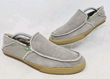 Sanuk Mens Sidewalk Surfer Lite Beach Loafers Brown Canvas Slip On Shoes Sz 12