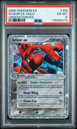 PSA 6 EX-MT Scizor ex 108/115 Unseen Forces Holo