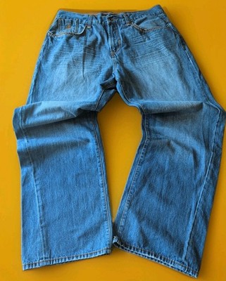 Roca Wear Jeans Mens 38x33 Blue Y2K Baggy Loose Faded  Embroidered pocket Pants