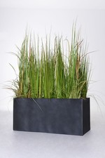 Pflanztrog Pflanzkübel MAXI Fiberglas 100x45x45 cm Grau gestreift Kasten