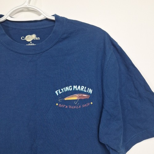 Caribbean Fishing T-Shirt Size Medium Blue - Flying Marlin Bait & Tackle Shop - Picture 3 of 7