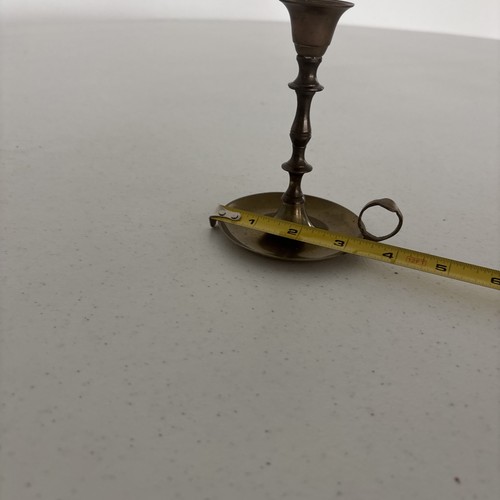 Vintage MCM 5" Brass Chamber Stick Candle Holder W Finger Loop & Drip Tray I1 - Picture 6 of 8