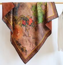 100 Silk Mulberry Scarf grass Print Neckerchief Square Shawl 42'' Bandanna Wrap