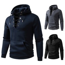 Men's fleece hoodie stand collar half zipper solid color long sleeved top jacket