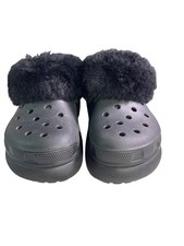 Crocs Furever Crush Soft Fluffy Faux Fur Clogs Black Size Men s 6, Women s 8,