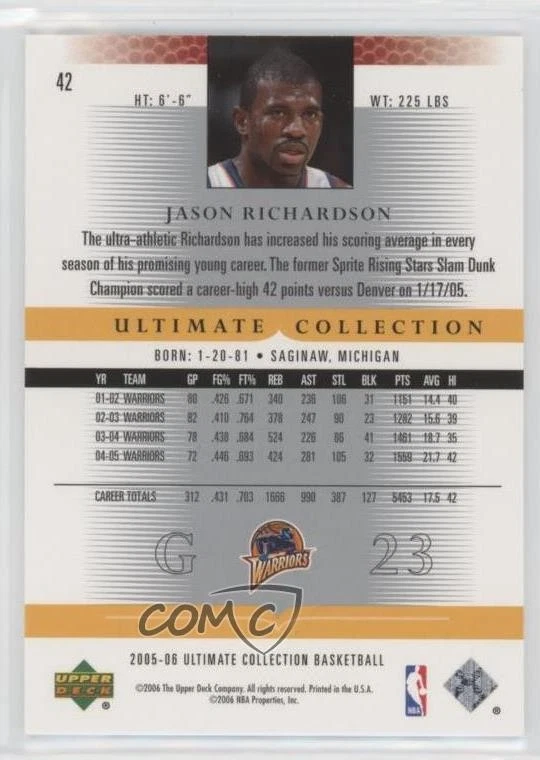 2005-06 Ultimate Collection Silver /25 Jason Richardson #42 - Image 2 of 2