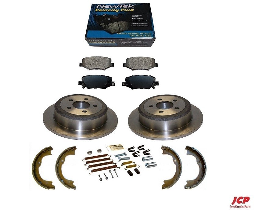 2 X Hinten Bremsscheibe+Metallic Bremsbeläge+Hand Bremsschuhe für Dodge Nitro