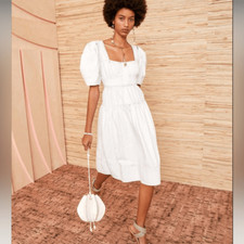 NWT Ulla Johnson Ames MIDI Cotton Dress Whitewash- Size 0