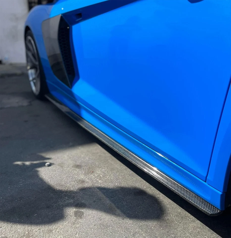Protector labial extensiones faldón lateral carbono real 2 piezas apto para Audi R8 2016-2018 Foto 4 de 4