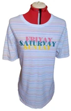 Friyay Saturyay Sunyay White Striped Colorful Fun Short-Sleeve Crew T-Shirt 2XL