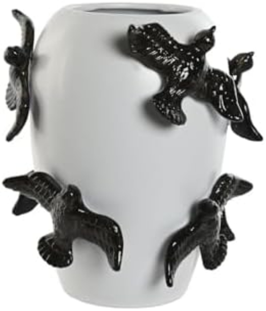 JARRON GRES 27X27X29,5 PAJARO BLANCO