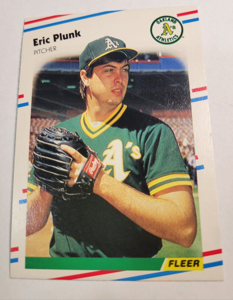 1988 Eric Plunk Fleer #291 Oakland A's Baseball Card Collectible MLB Pitcher