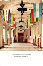 Gallery Flags Heroes Pan American Union Postcard UNP VTG Unused Vintage Chrome
