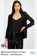 Ladies Sequin Blazer Little Mistress Black Size 10 By Vogue Williams Rrp£65