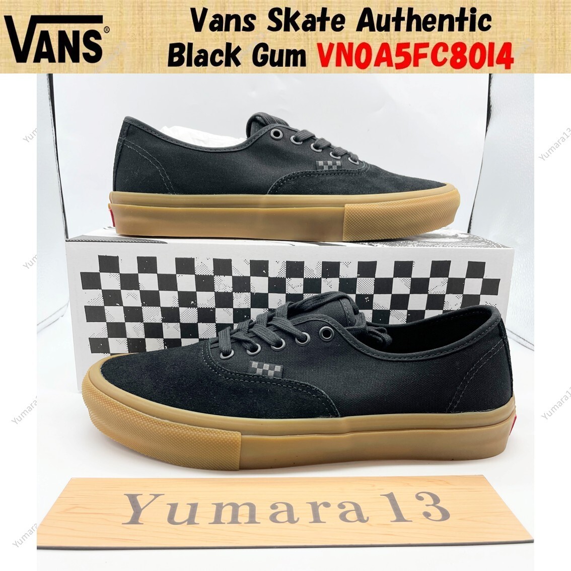 Vans Skate Authentic Black Gum VN0A5FC80I4 Men's Size | eBay