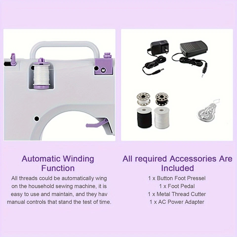 Mini Portable Sewing Machine 12 Stitches Electric Adjustable Speed for Home DIY - Image 4 of 4