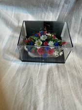 Dollhouse Miniature Reutter Porcelain Germany Flowers On Porcelain Tray In Case