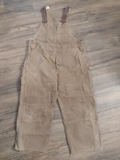 Vintage Distressed Carhartt Bib Overalls Button Fly Double Knee Unlined
