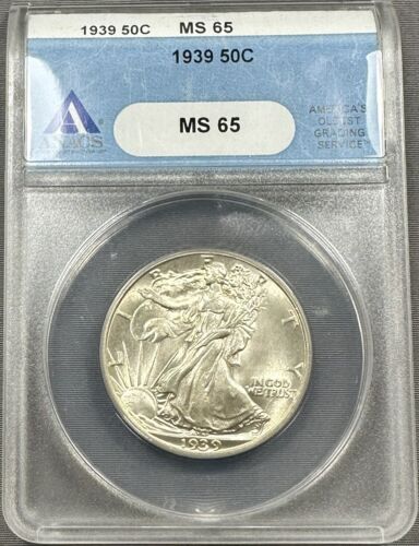 Medio dólar Walking Liberty 1939 50c - ANACS MS65 - precio base de gema - Imagen 1 de 2