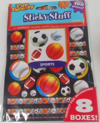 Vintage Amscan Fun Factory Sticky Stuff Fun Stickers 8 Sticker Sheets W/Borders