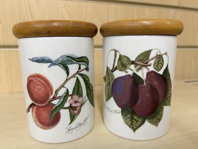 X2 Portmeirion Pomona Vorratsgläser The Goddess Frucht Pfirsich & Pflaume 12cm Vintage