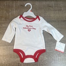 My First Valentine's Day 0-3 Months Long Sleeve Baby Shirt Bodysuit NWT