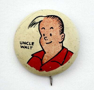 VINTAGE 40s Kellogg's Pep Pin ~ UNCLE WALT Cartoon Cereal premium