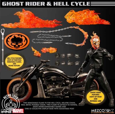 MEZCO GHOST RIDER Hell Cycle Marvel Comic Deluxe Action Figur Ghostrider NEU OVP